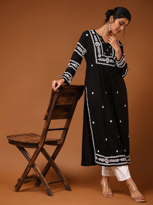 Malhar Rayon Long Chikankari Kurta