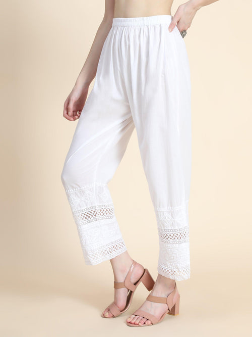 Juni Lace Chikankari Pant