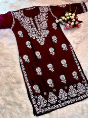 Mausam Modal Chikankari Straight Kurti