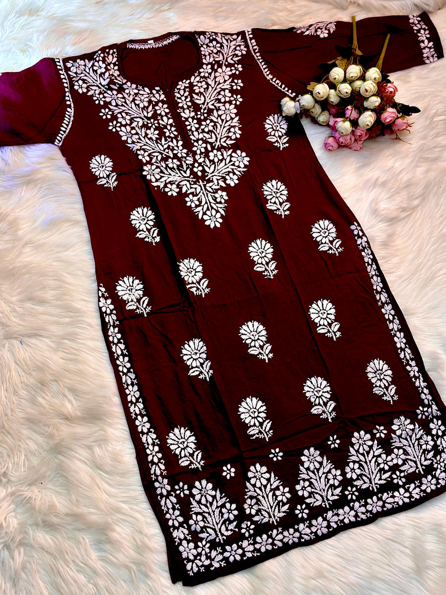 Mausam Modal Chikankari Straight Kurti