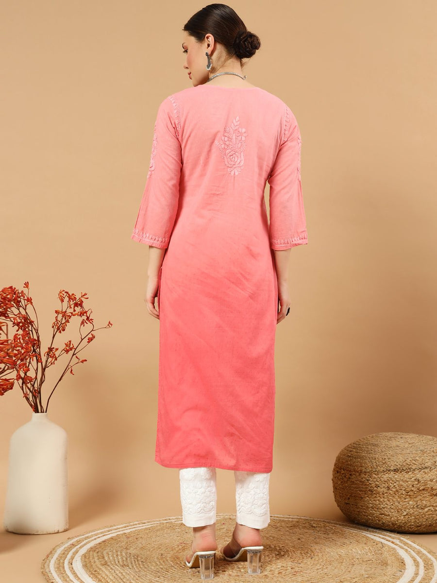 Joohi Ombre Straight Chikankari Kurti