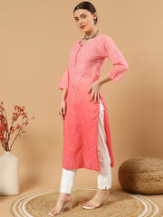 Joohi Ombre Straight Chikankari Kurti