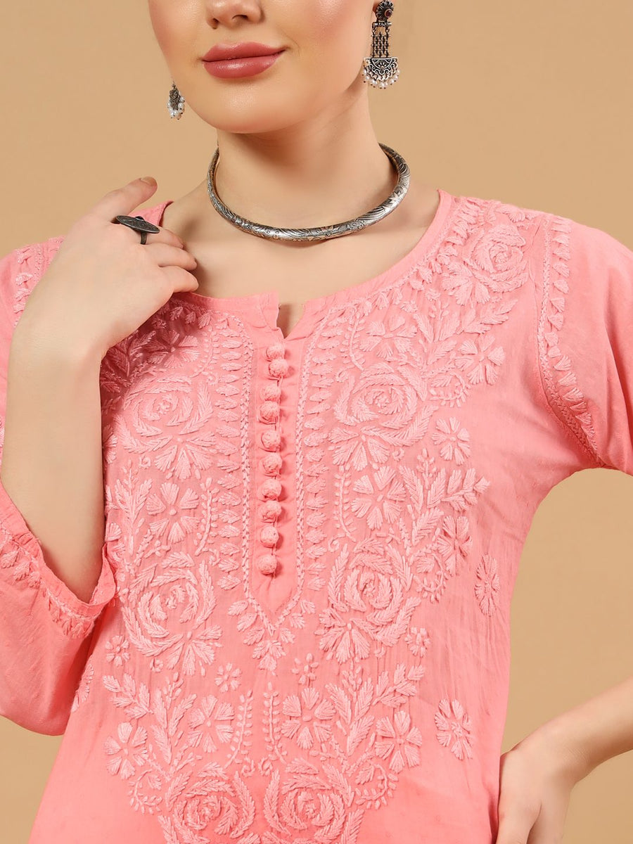 Joohi Ombre Straight Chikankari Kurti