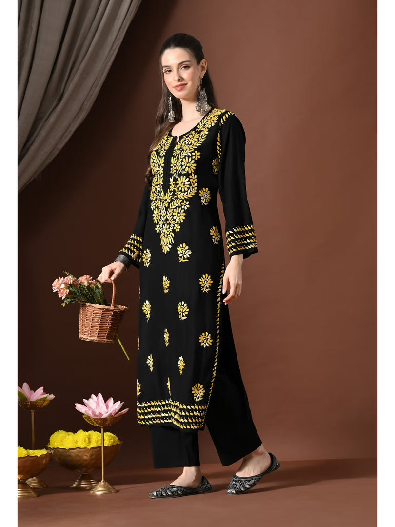 Mahira Rayon Duel Thread Chikankari Kurti