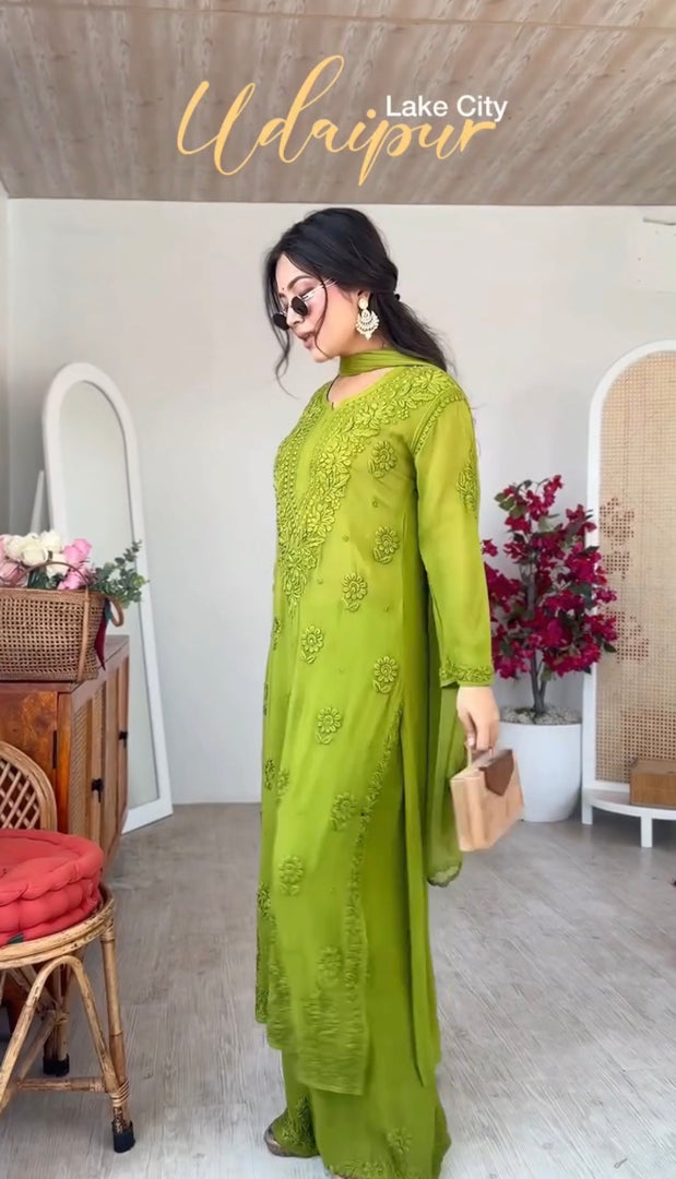 Gulnaaz Viscose Premium Chikankari Kurti Set