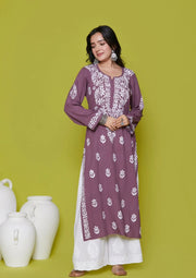 Heer Rayon Long Chikankari Kurti