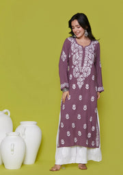 Heer Rayon Long Chikankari Kurti