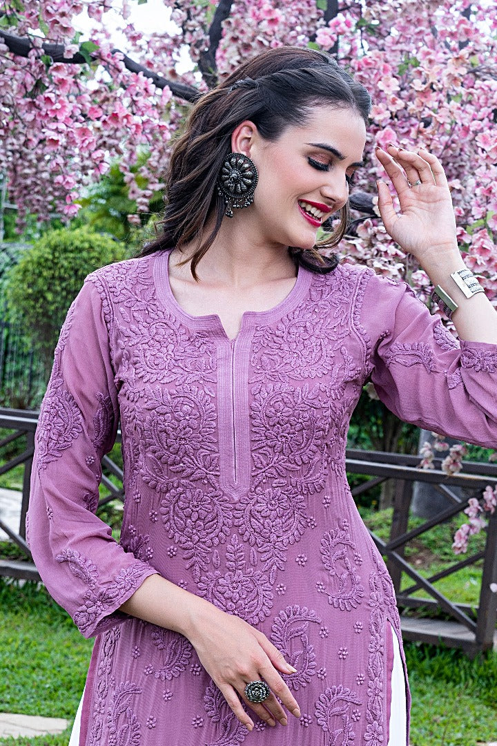 Vranda Pure Viscose 3D Chikankari Kurti