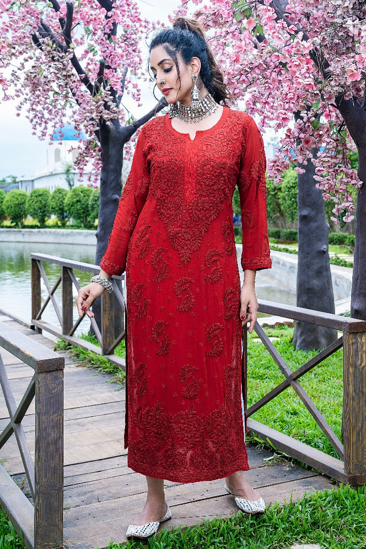 Vranda Pure Viscose 3D Chikankari Kurti