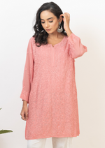 Load image into Gallery viewer, Tarai Viscose Short Chikankari Kurti
