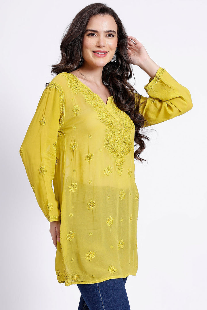 Dori Viscose 3D Chikankari Kurti - The Lucknowi Chikan 