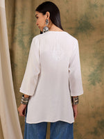 Load image into Gallery viewer, Jiva Rayon Short Chikankari Kurti - The Lucknowi Chikan 