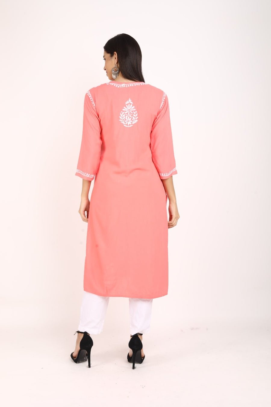 Heer Rayon Chikankari Straight Kurti