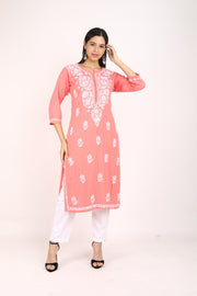 Heer Rayon Chikankari Straight Kurti