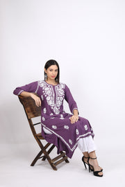Heer Rayon Chikankari Straight Kurti