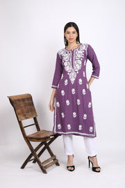 Heer Rayon Chikankari Straight Kurti