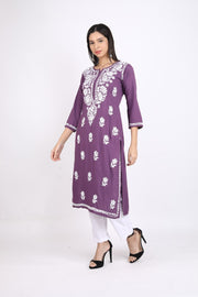 Heer Rayon Chikankari Straight Kurti