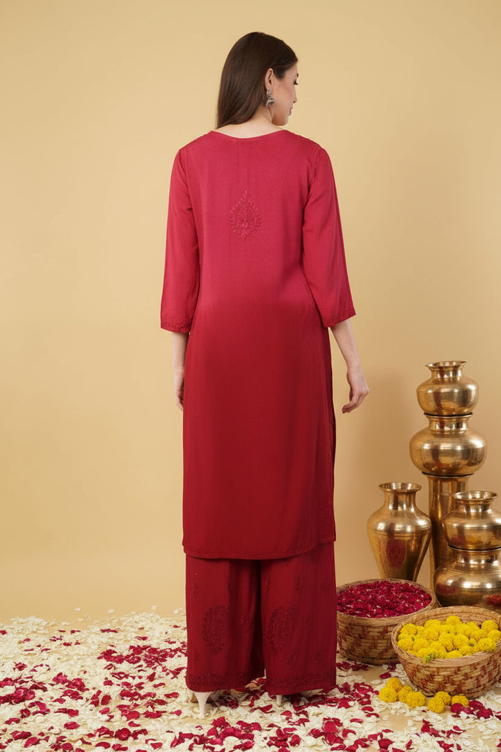 Bahar Ombre Rayon Chikankari Kurti Set