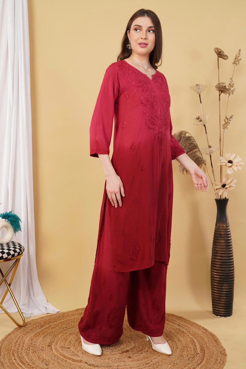 Bahar Ombre Rayon Chikankari Kurti Set