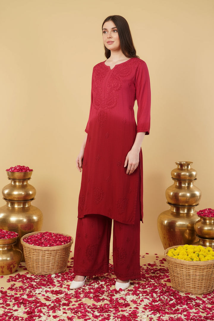 Bahar Ombre Rayon Chikankari Kurti Set