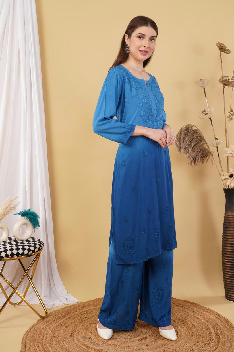 Bahar Ombre Rayon Chikankari Kurti Set