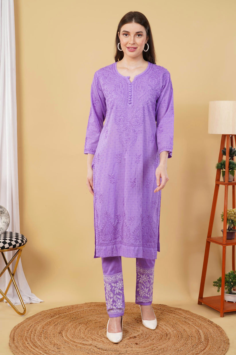 Isha Chrochet Dobby Chikankari Kurti Set