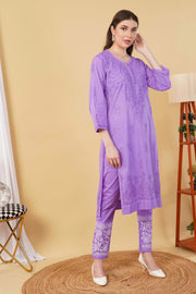 Isha Chrochet Dobby Chikankari Kurti Set