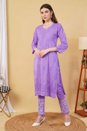 Isha Chrochet Dobby Chikankari Kurti Set