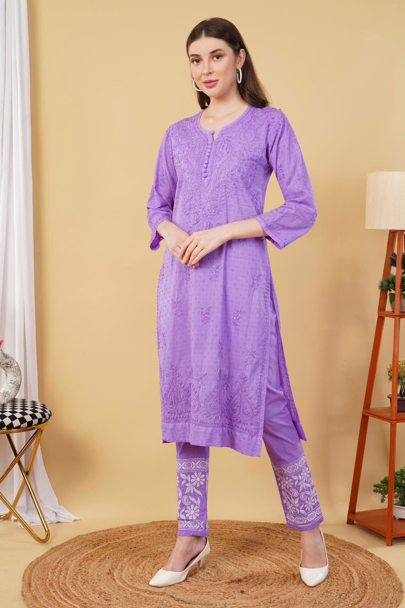 Isha Chrochet Dobby Chikankari Kurti Set