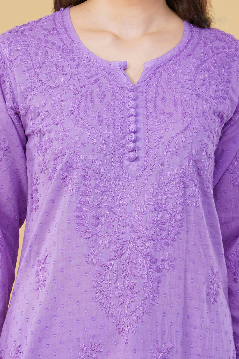 Isha Chrochet Dobby Chikankari Kurti Set