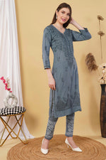 Load image into Gallery viewer, Isha Chrochet Dobby Chikankari Kurti Set
