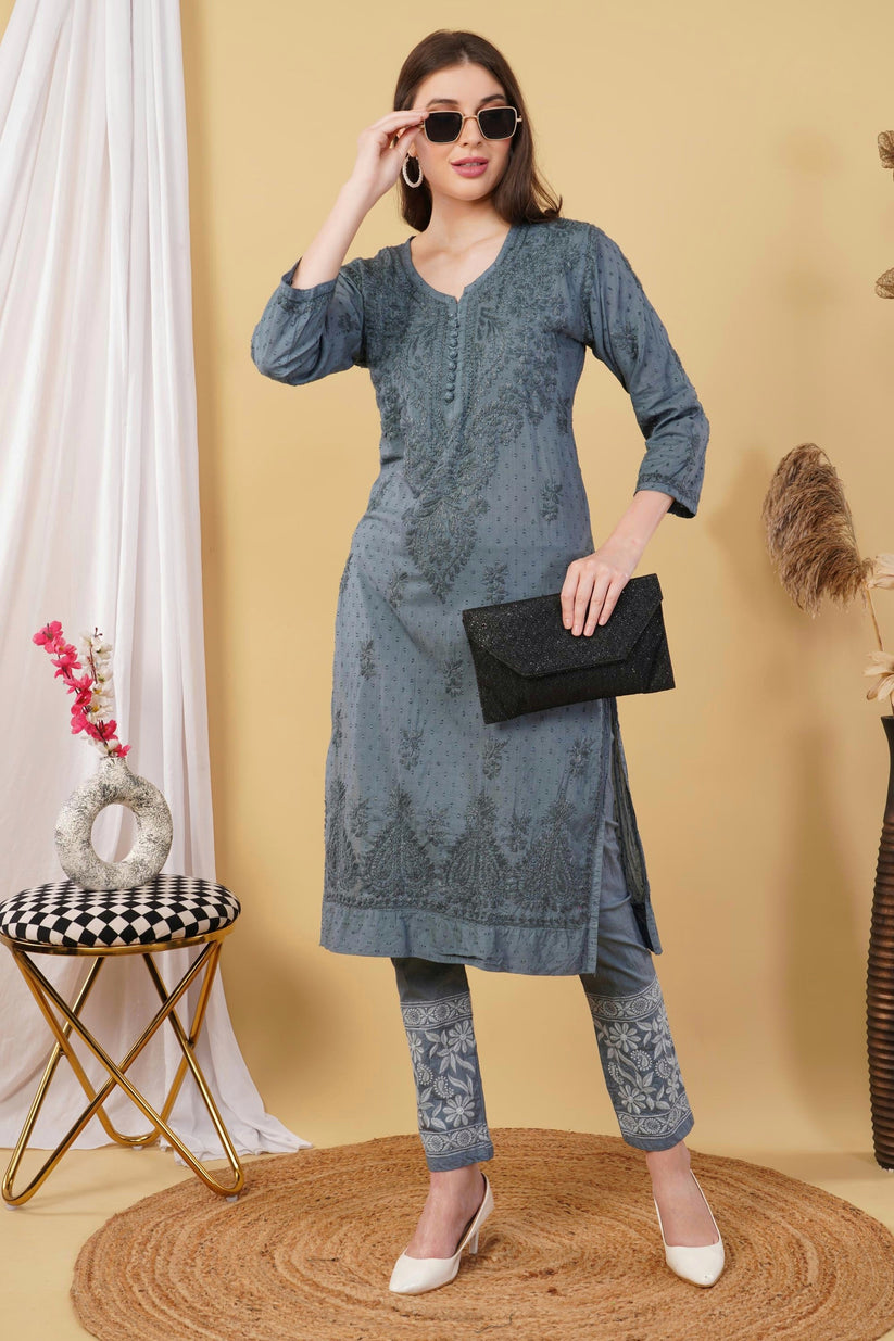 Isha Crochet Dobi Chikankari Co-Ord Set