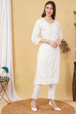 Load image into Gallery viewer, Isha Chrochet Dobby Cotton Kurti Set
