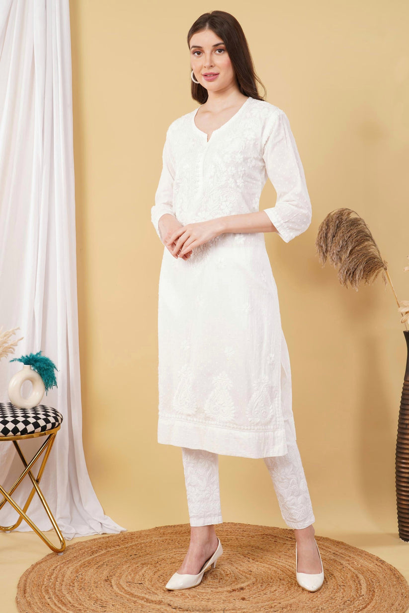 Isha Chrochet Dobby Cotton Kurti Set