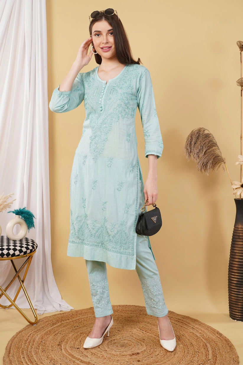 Isha Crochet Dobi Chikankari Co-Ord Set