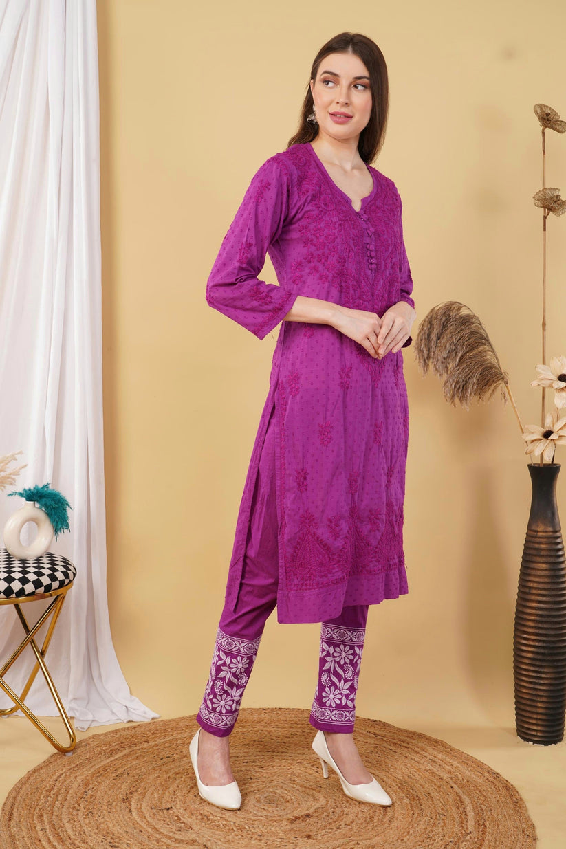 Isha Chrochet Dobby Cotton Kurti Set