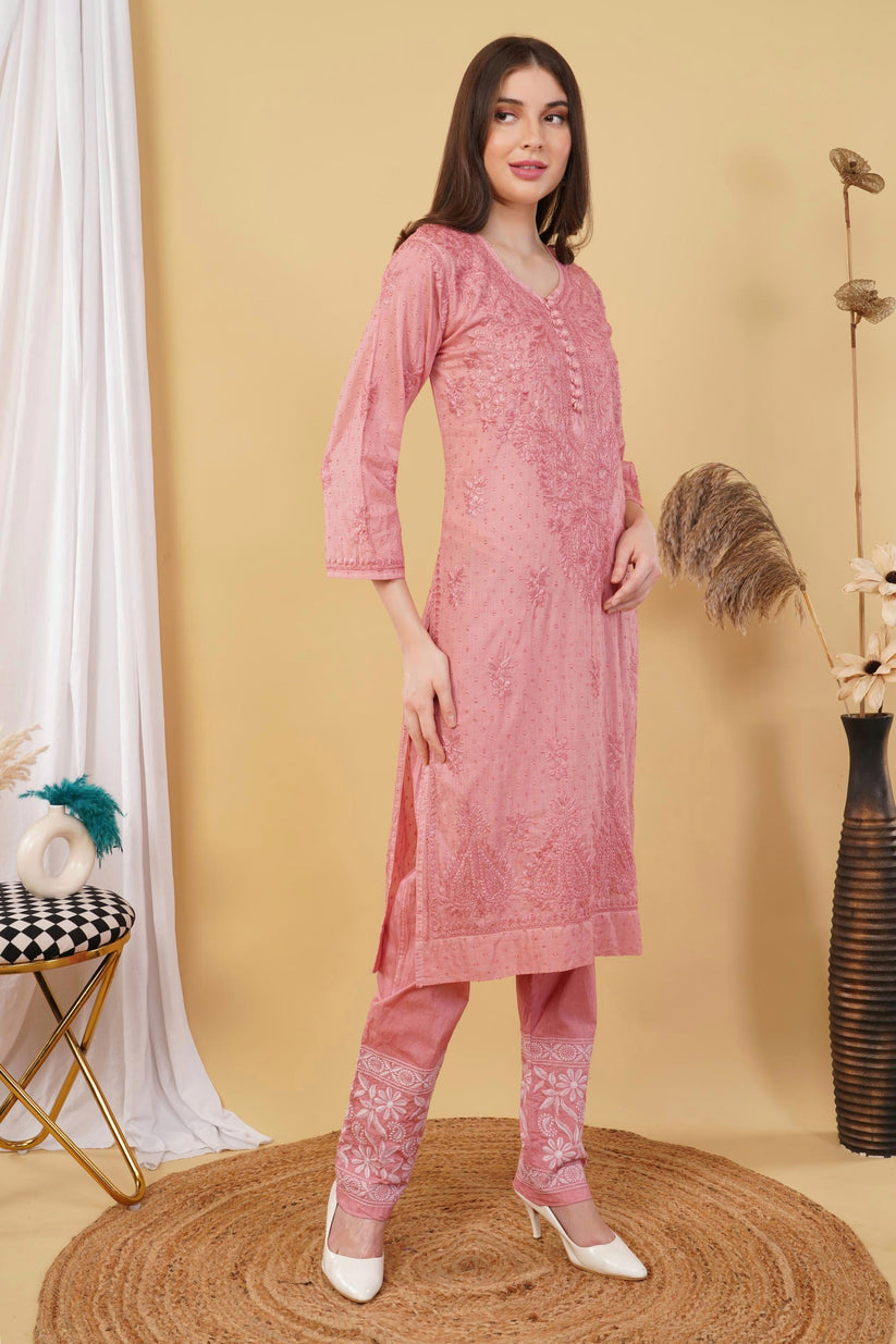 Isha Chrochet Dobby Chikankari Kurti Set