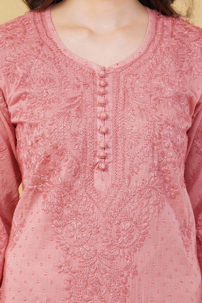 Isha Chrochet Dobby Chikankari Kurti Set