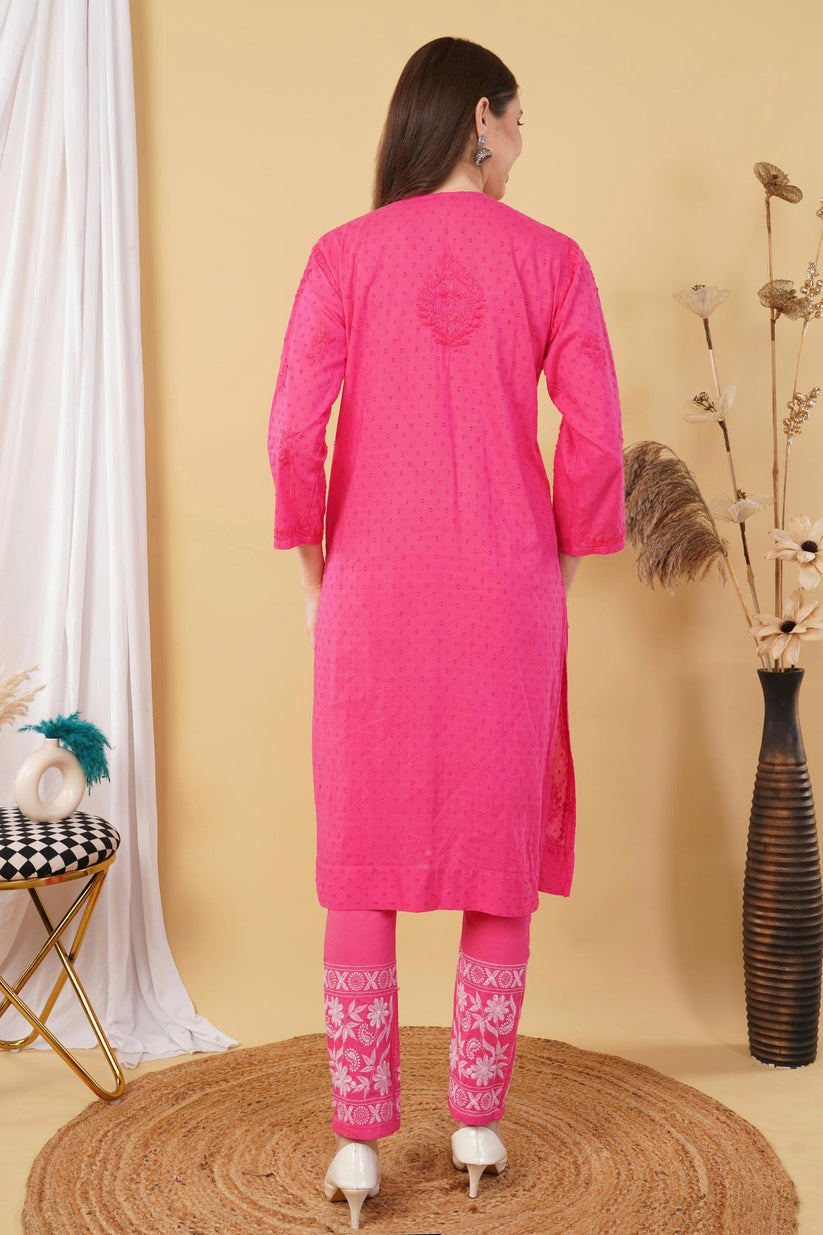 Isha Chrochet Dobby Chikankari Kurti Set