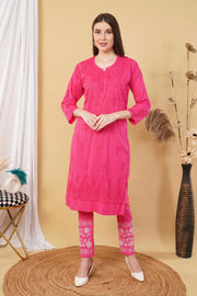 Isha Chrochet Dobby Chikankari Kurti Set