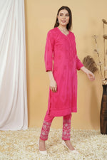Load image into Gallery viewer, Isha Chrochet Dobby Chikankari Kurti Set
