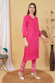 Isha Chrochet Dobby Chikankari Kurti Set