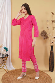 Isha Chrochet Dobby Chikankari Kurti Set