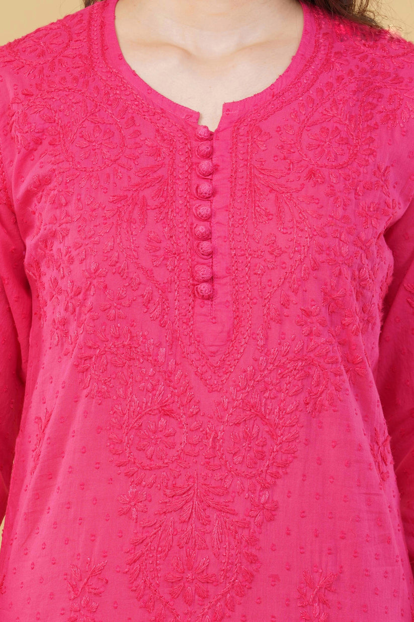 Isha Chrochet Dobby Chikankari Kurti Set