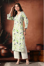 Load image into Gallery viewer, Saheli Mul Mul Floral Chikankari Kurti