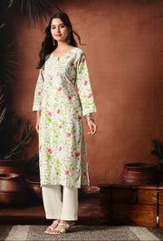 Saheli Mul Mul Floral Chikankari Kurti
