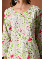 Load image into Gallery viewer, Saheli Mul Mul Floral Chikankari Kurti