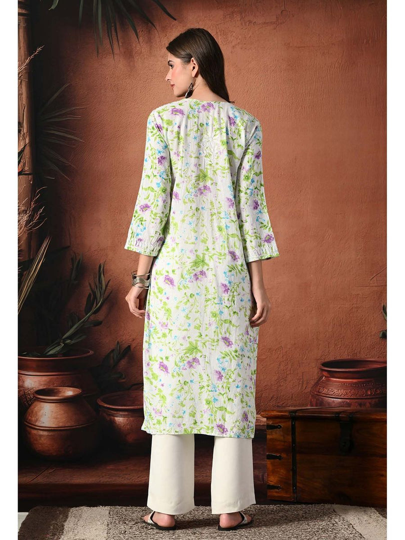 Saheli Mul Mul Floral Chikankari Kurti
