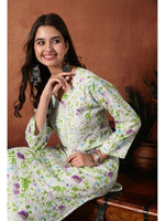 Load image into Gallery viewer, Saheli Mul Mul Floral Chikankari Kurti