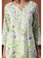 Load image into Gallery viewer, Saheli Mul Mul Floral Chikankari Kurti
